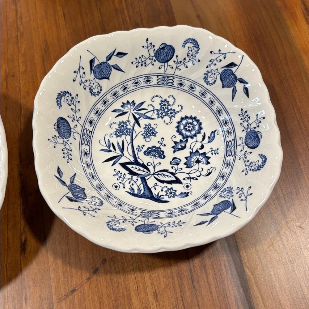 Set of 2 Vintage Blue Nordic Blue Onion Johnson Brothers Soup Bowls